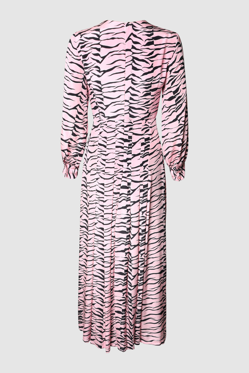 Silk Emma Tiger Print Midi Dress - The Pre loved Closet