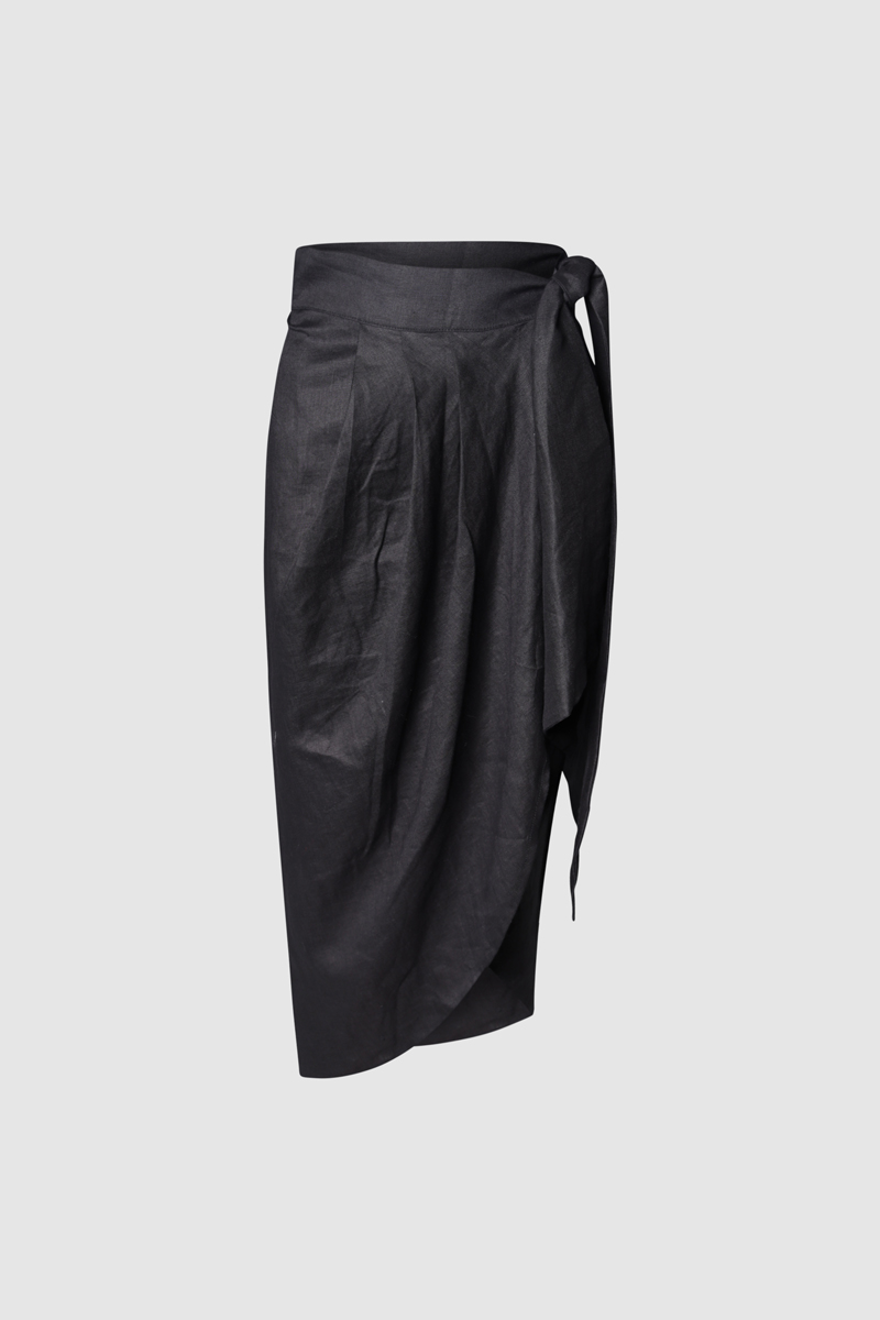 100% Linen Midi Wrap Skirt - The Pre Loved Closet