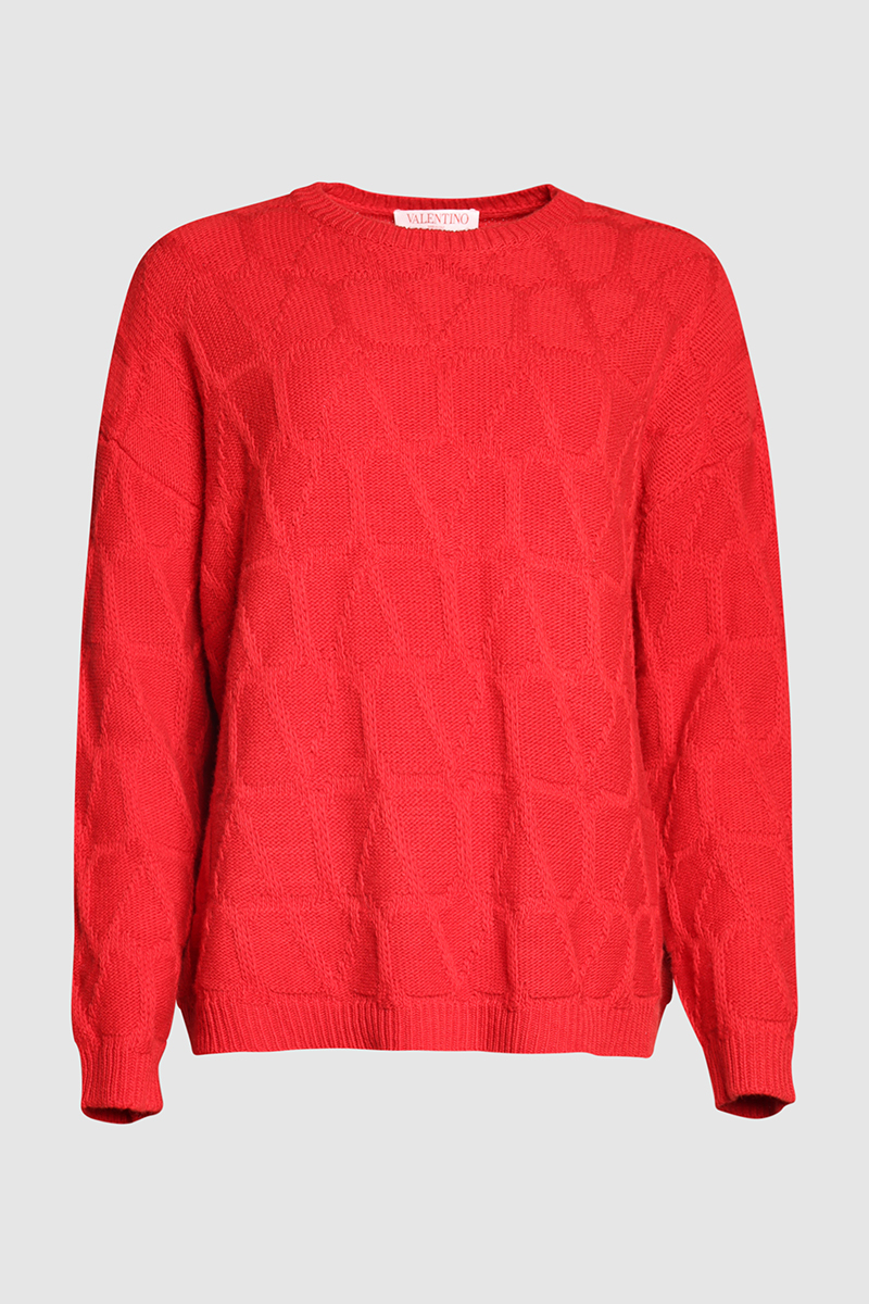 V Logo Wool Sweater