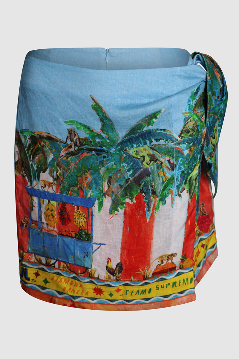 x Adam Lester All Aboard Linen Wrap Skirt