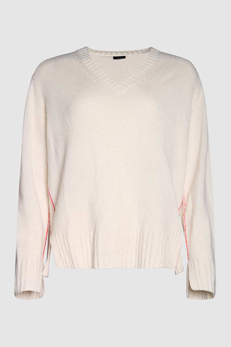 Cashmere Rib Knit V-Neck Sweater