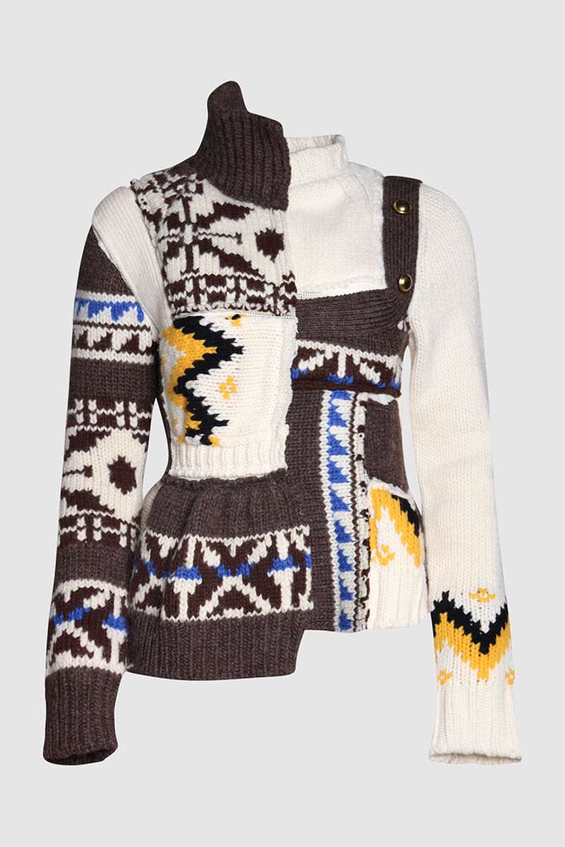 Nordic Patchwork Wool Knit Sweater