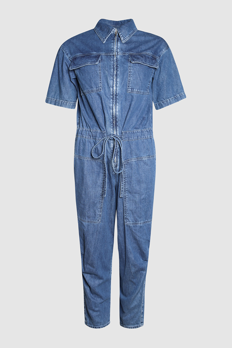 Sustainable Denim Jumpsuit With Drawstring