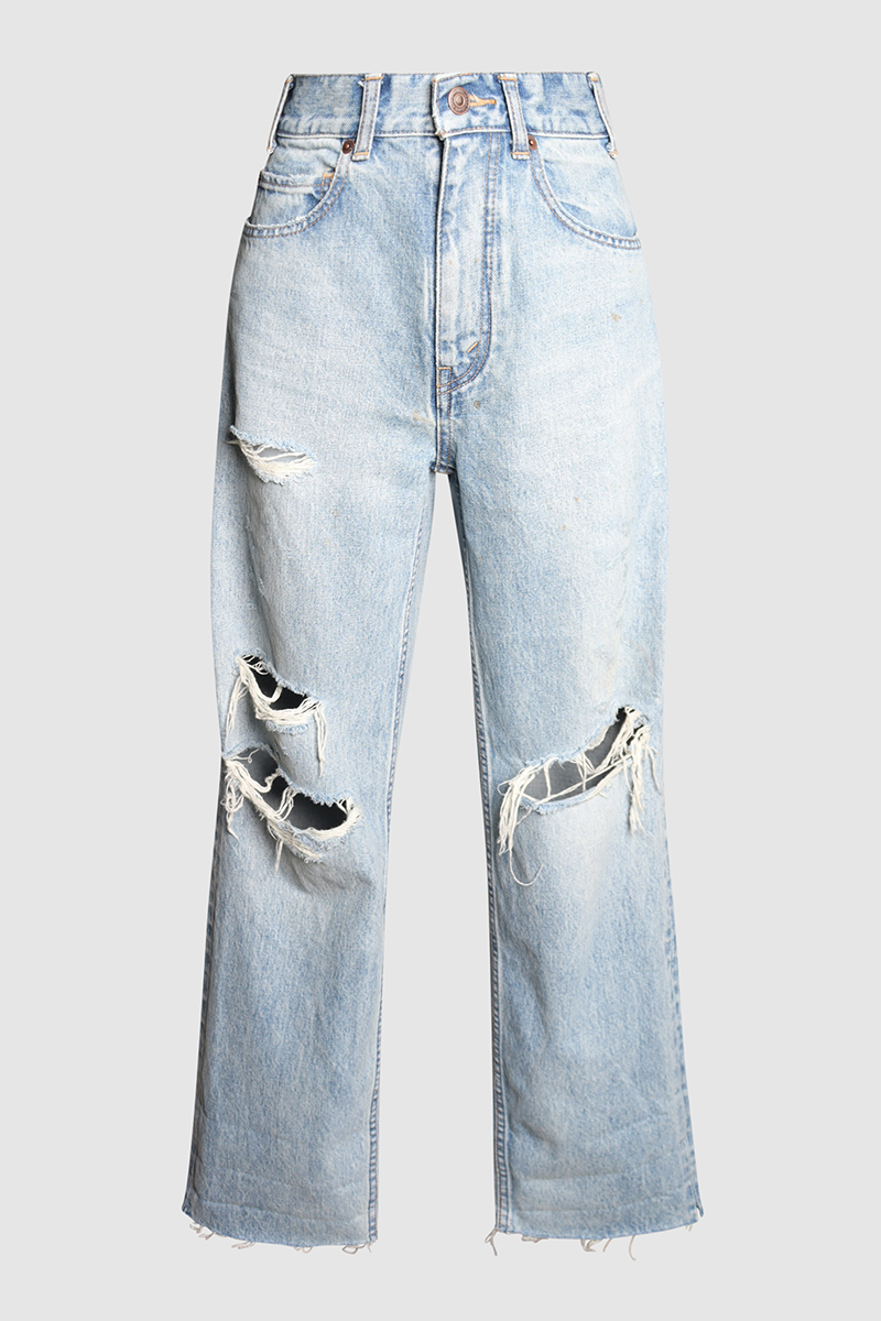 Slim Straight Leg Jeans With Holes