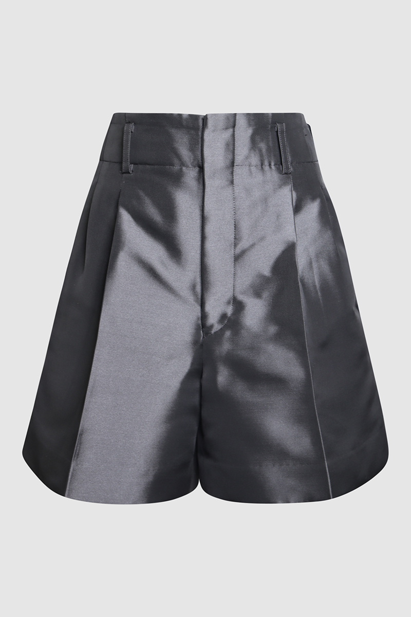 Satin-Finish Pressed-Crease Shorts