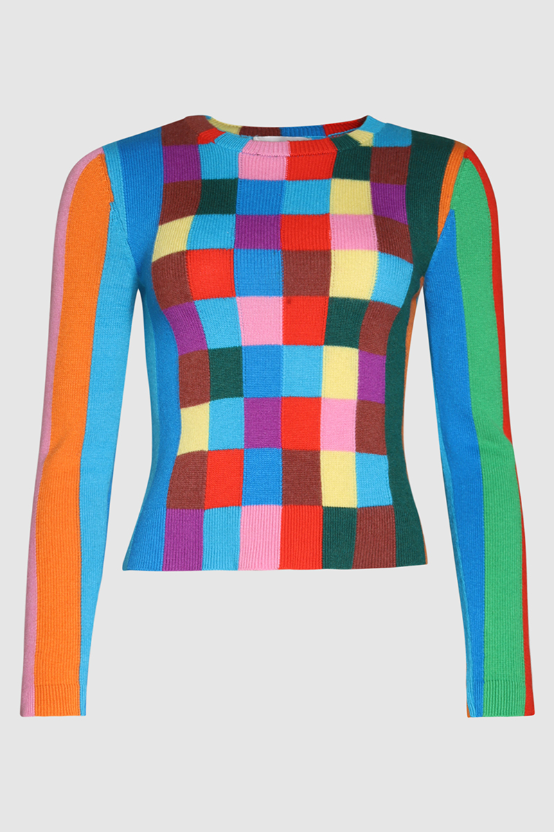 Cashmere Plaid Print Sweater