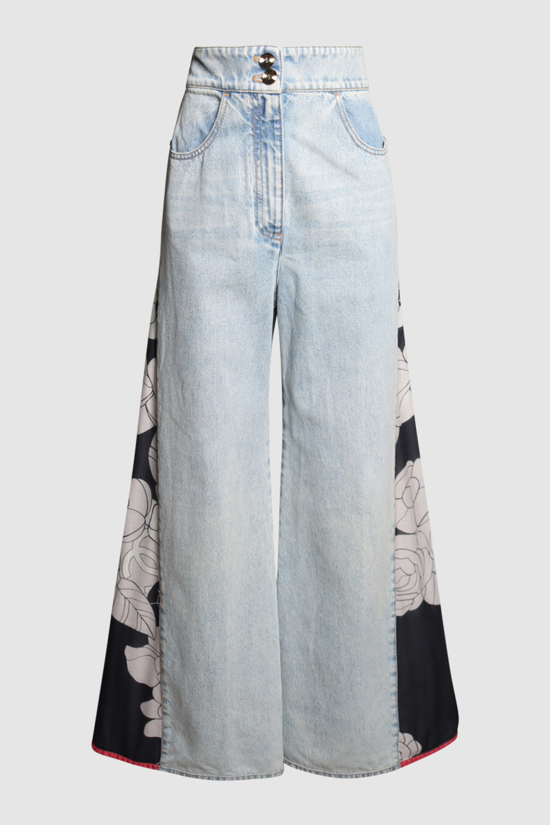 Camelia Godet Wide-Leg Jeans