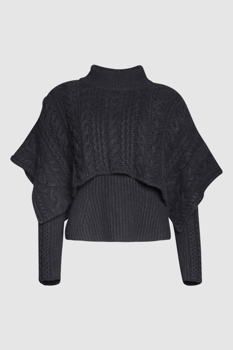 Cashmere Sculped Cable-Knit Layered Sweater