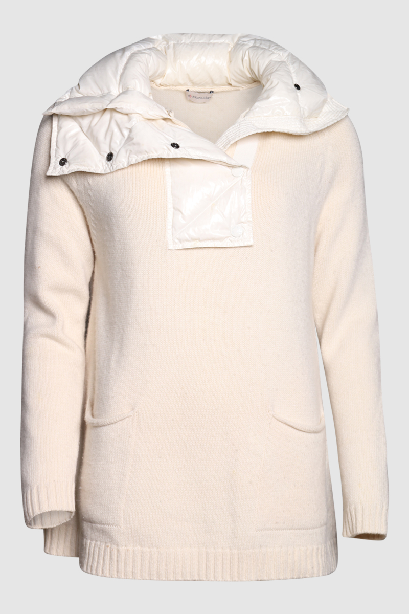 Down-Collar Wool Sweater