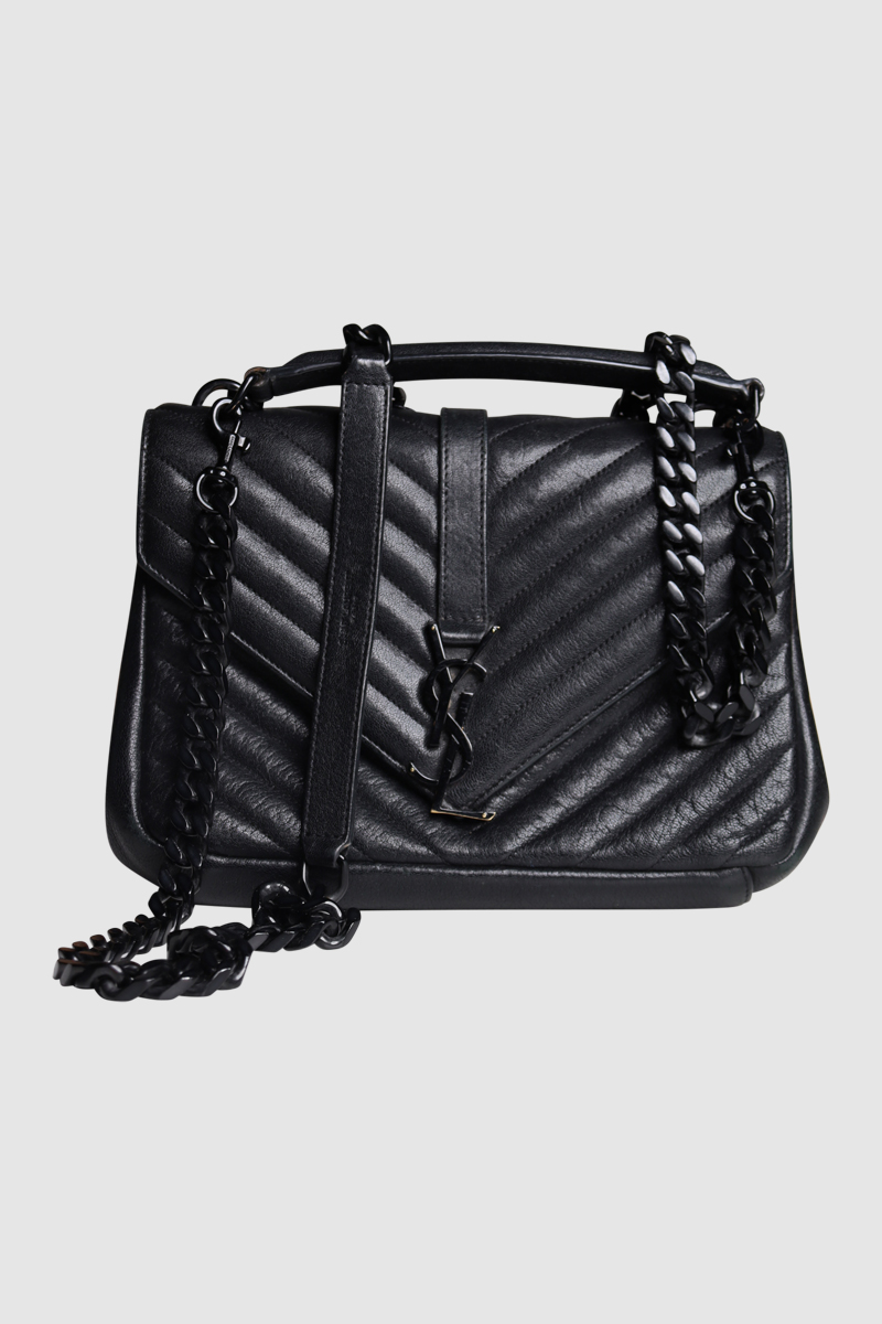 College Medium Chain Quilted Leather Shoulder Bag