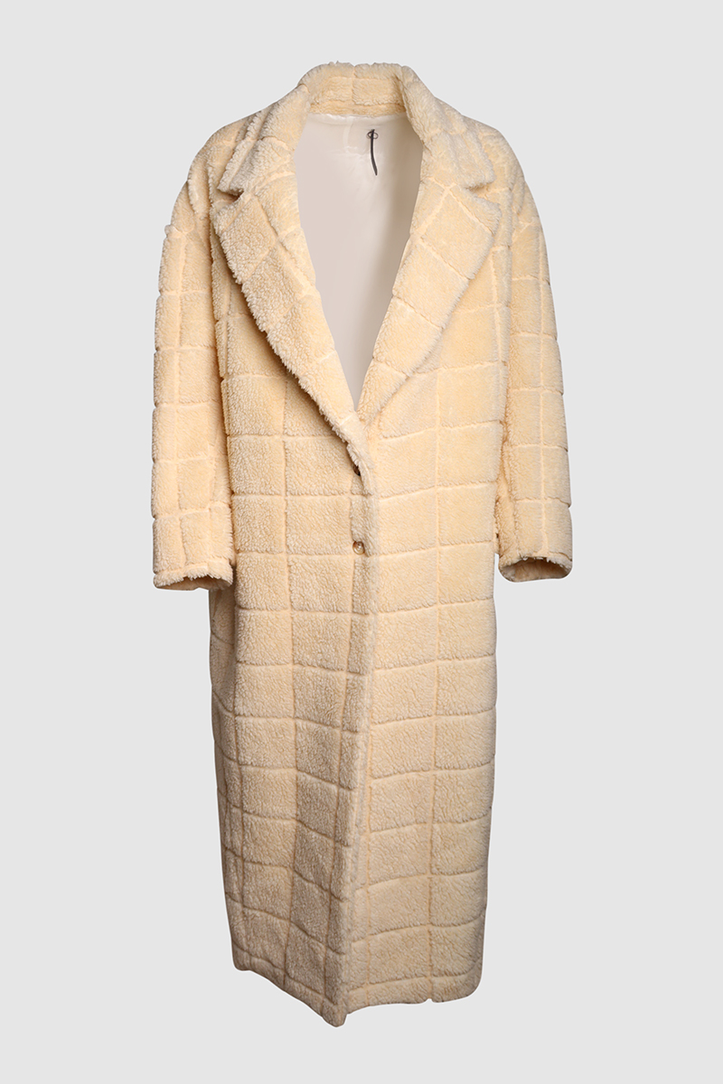 Oversized Check Teddy Coat