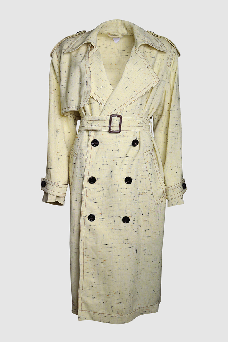 Notched-Lapel Belted Silk-Blend Trench Coat
