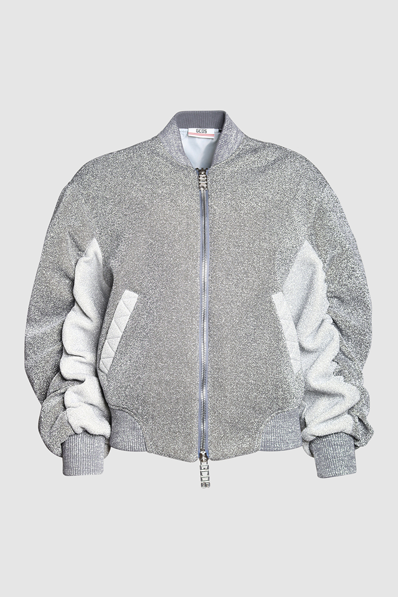 Metallized Logo Bomber Jacket