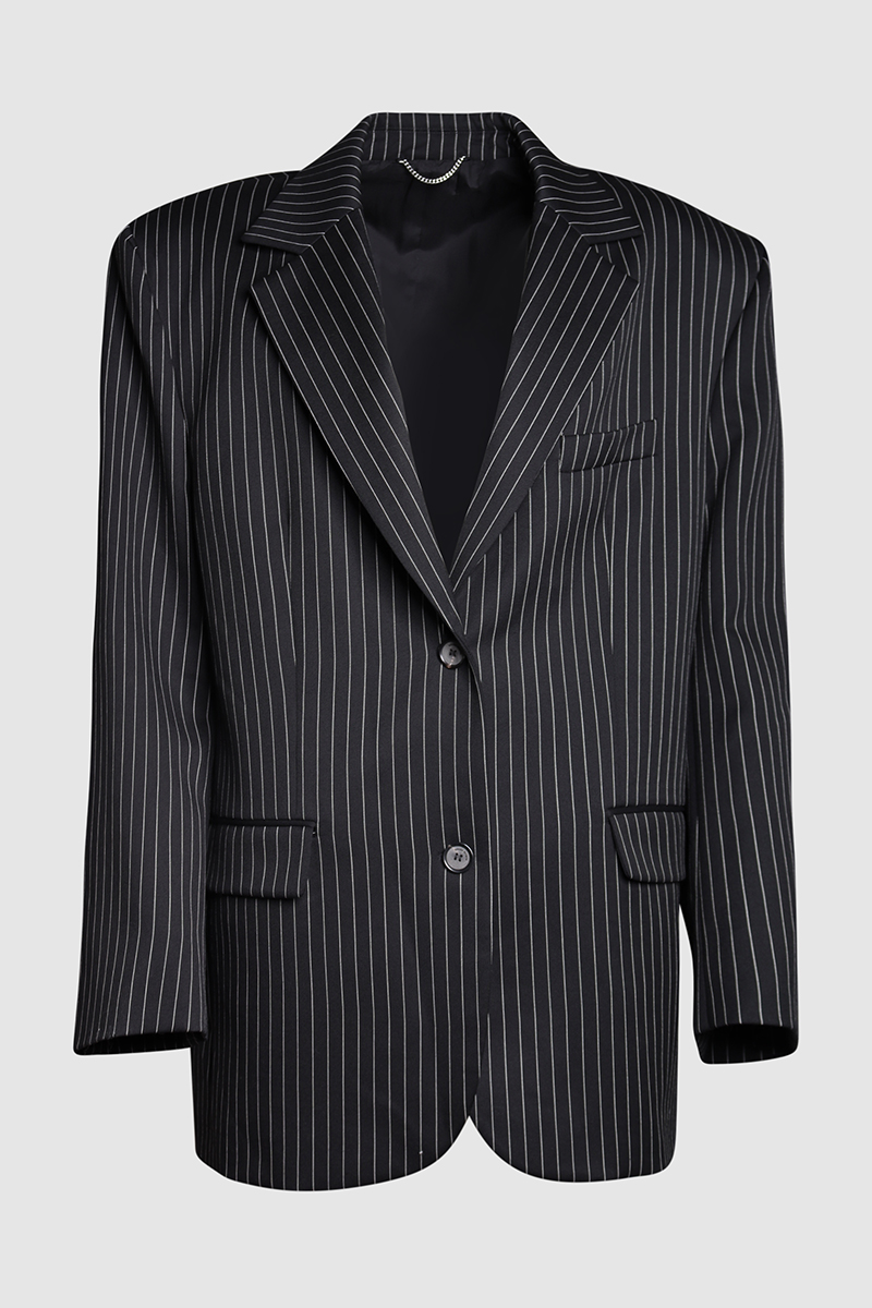 Oversized Pinstripe Wool Blazer