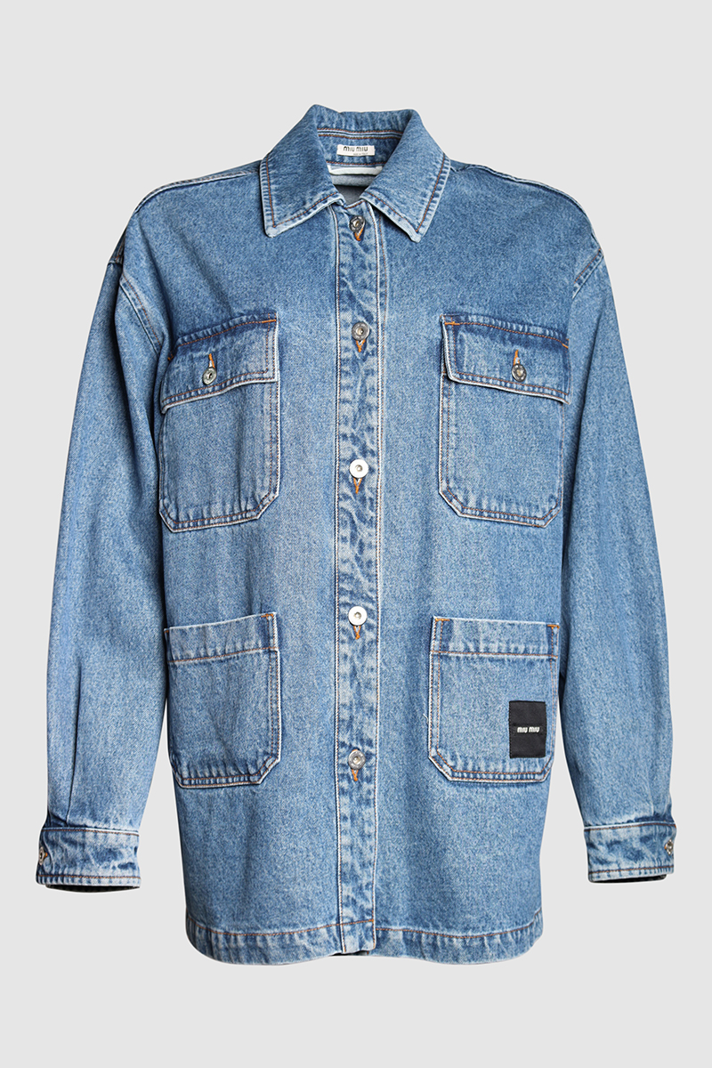 Logo-Patch Oversized Denim Jacket