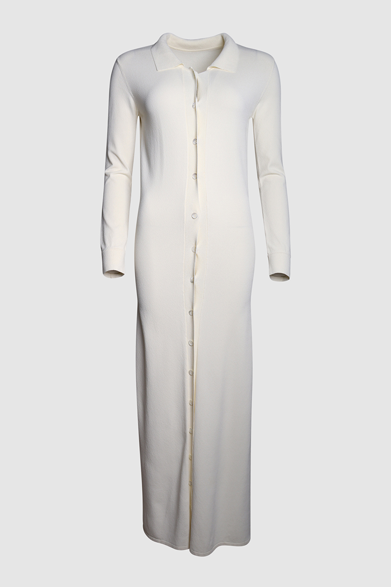Crepe Knit Shirt Dress