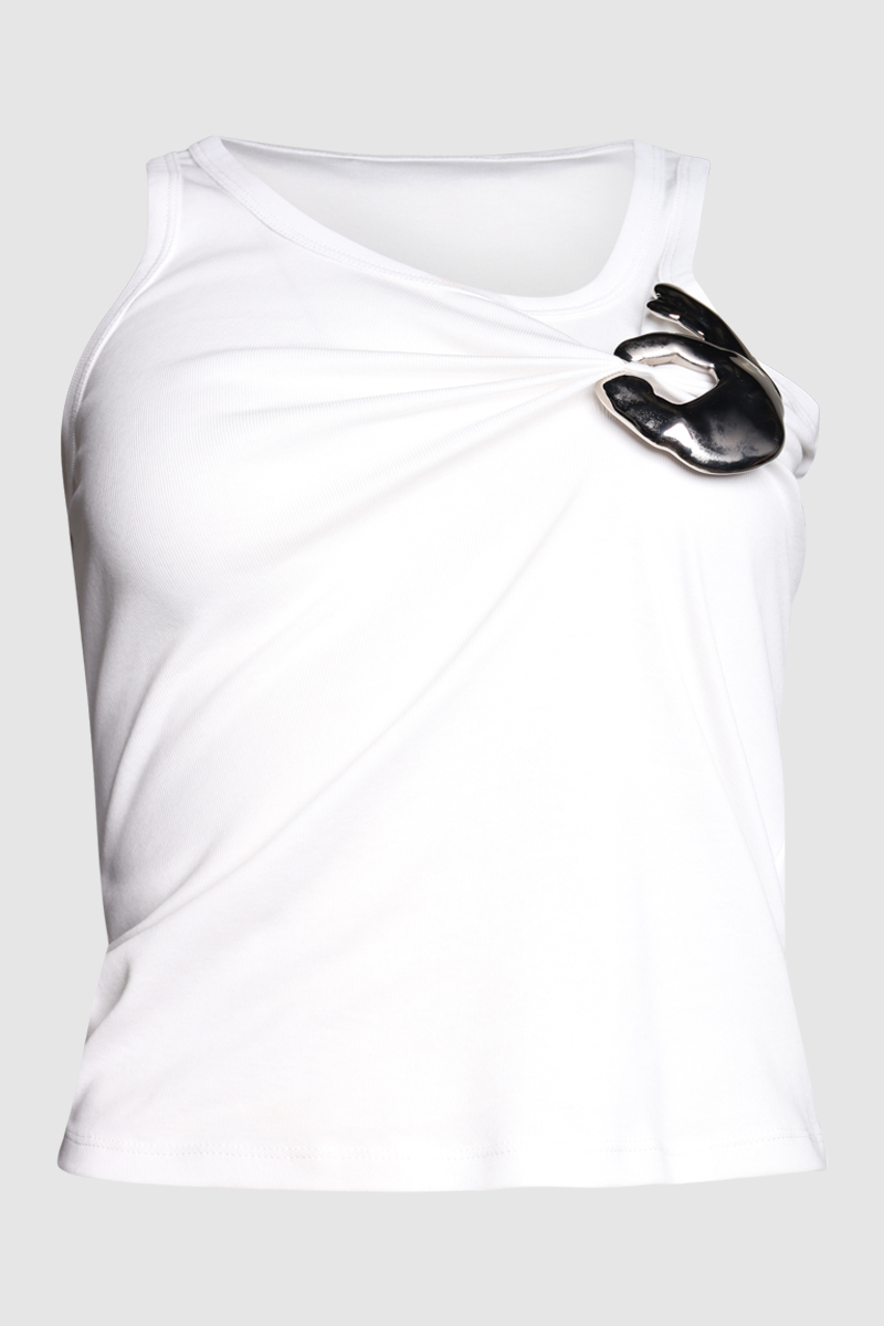 Emoji Embellished Cotton Tank Top