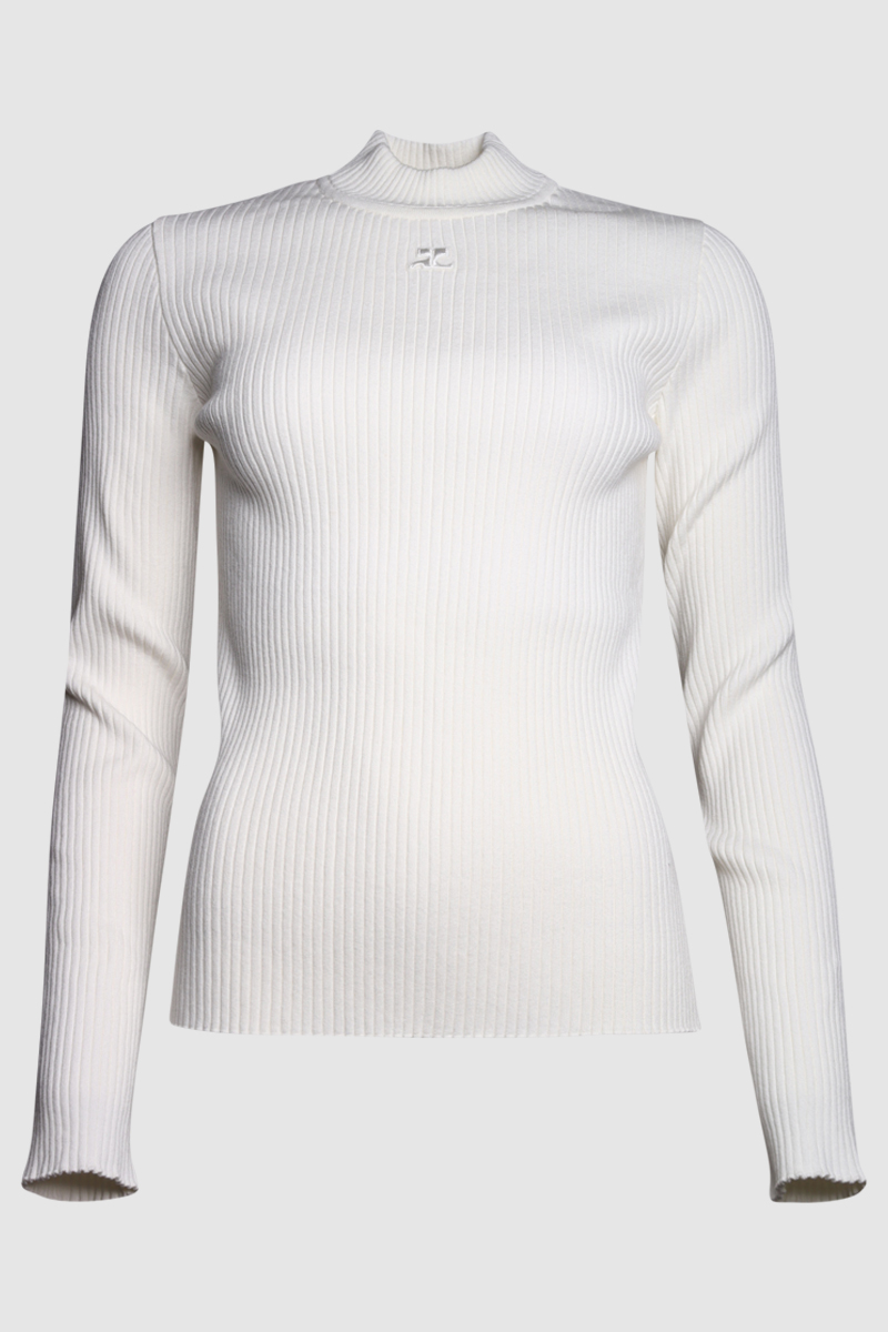 Logo Embroidered Ribbed Sweater