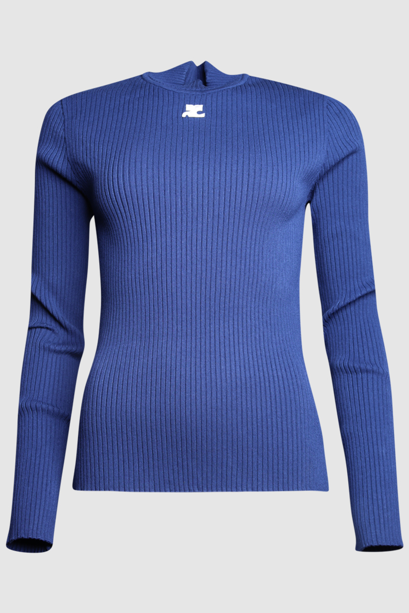 Logo Embroidered Ribbed Sweater