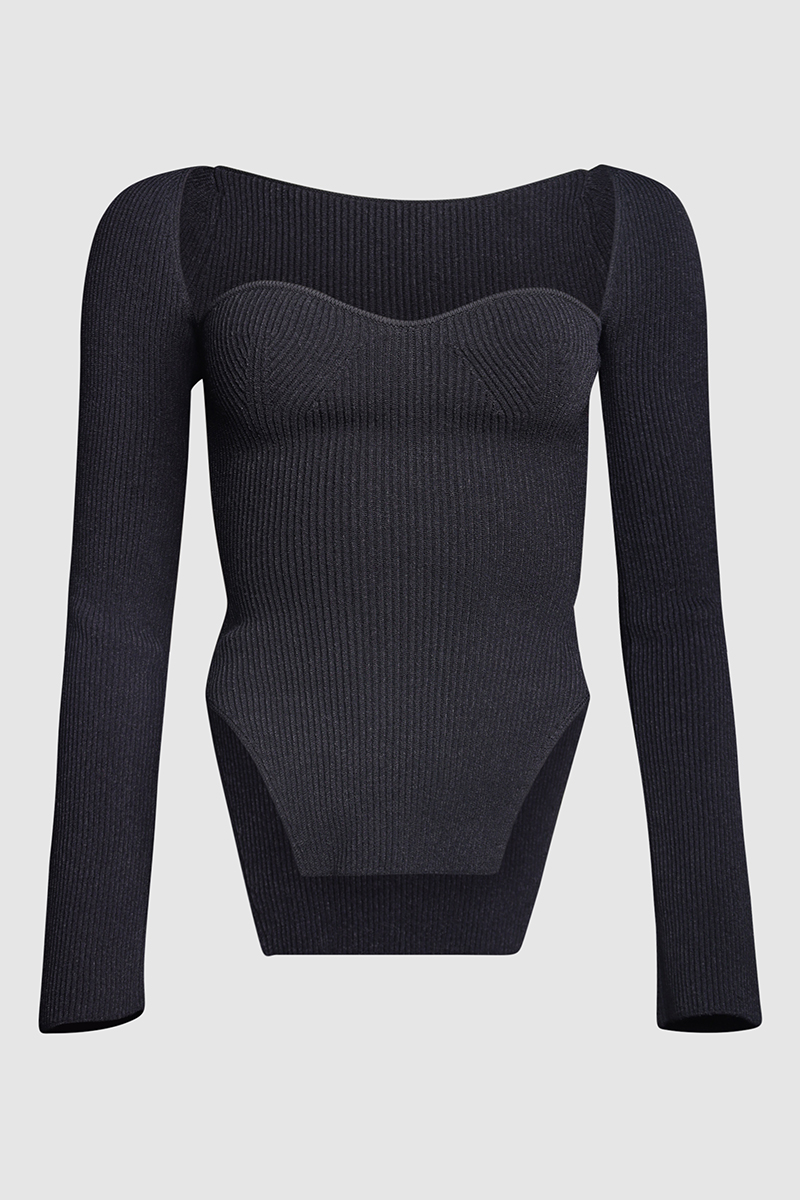 Maddy Ribbed Sweetheart Neckline