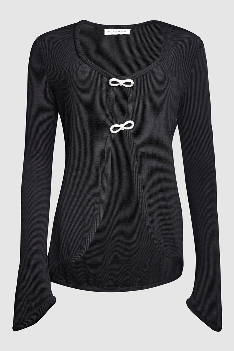 Bow-Detail V-Neck Jacket
