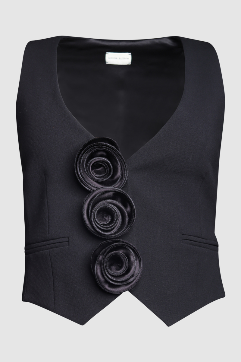 Rose Appliqued Vest