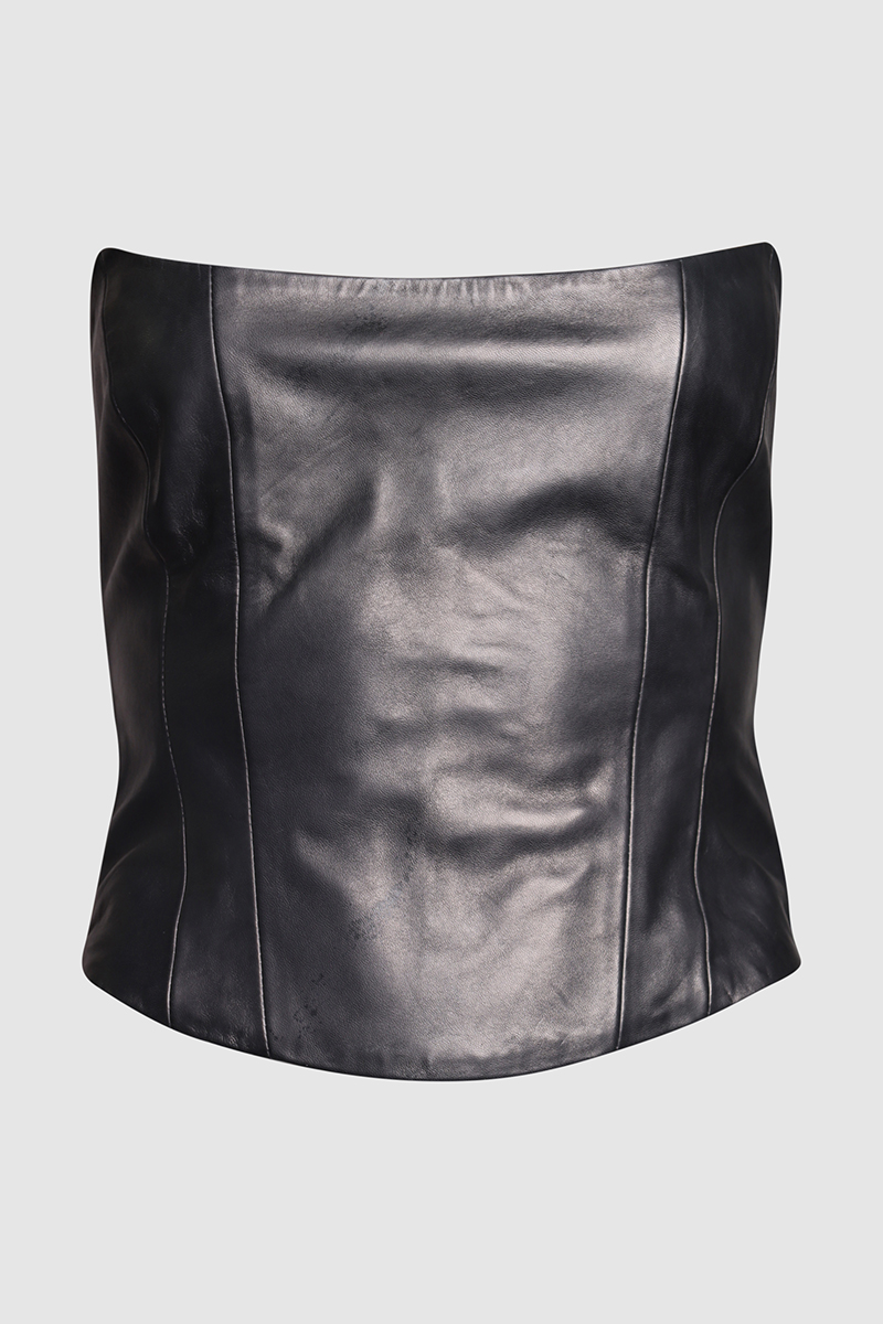 Strapless Leather Corset Top