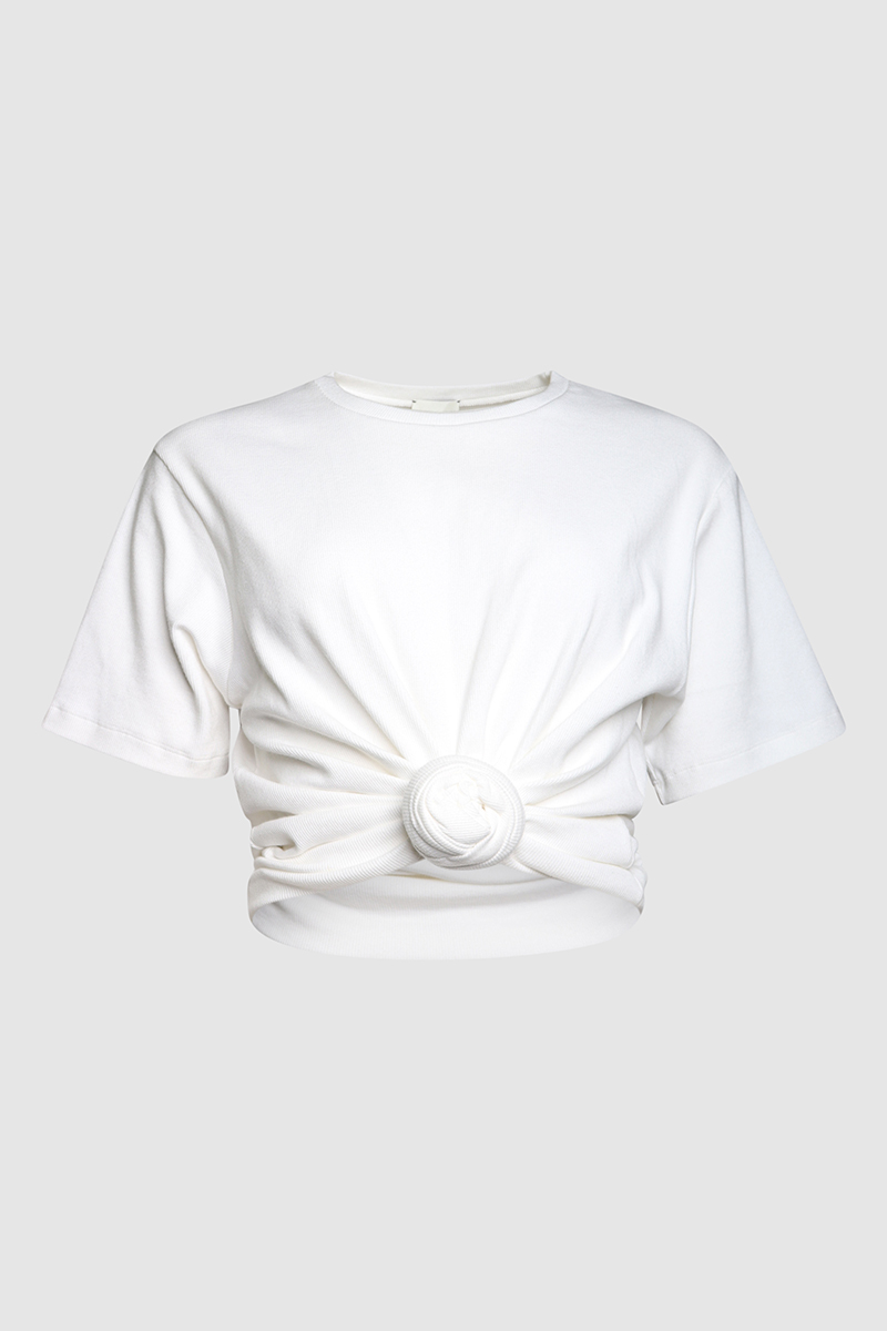 Gathered Cotton Jersey Top