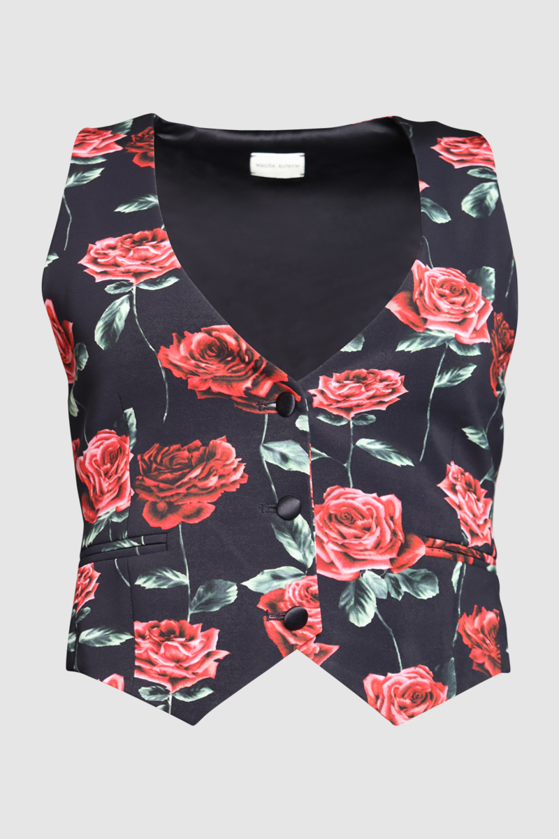 Rose Print Vest