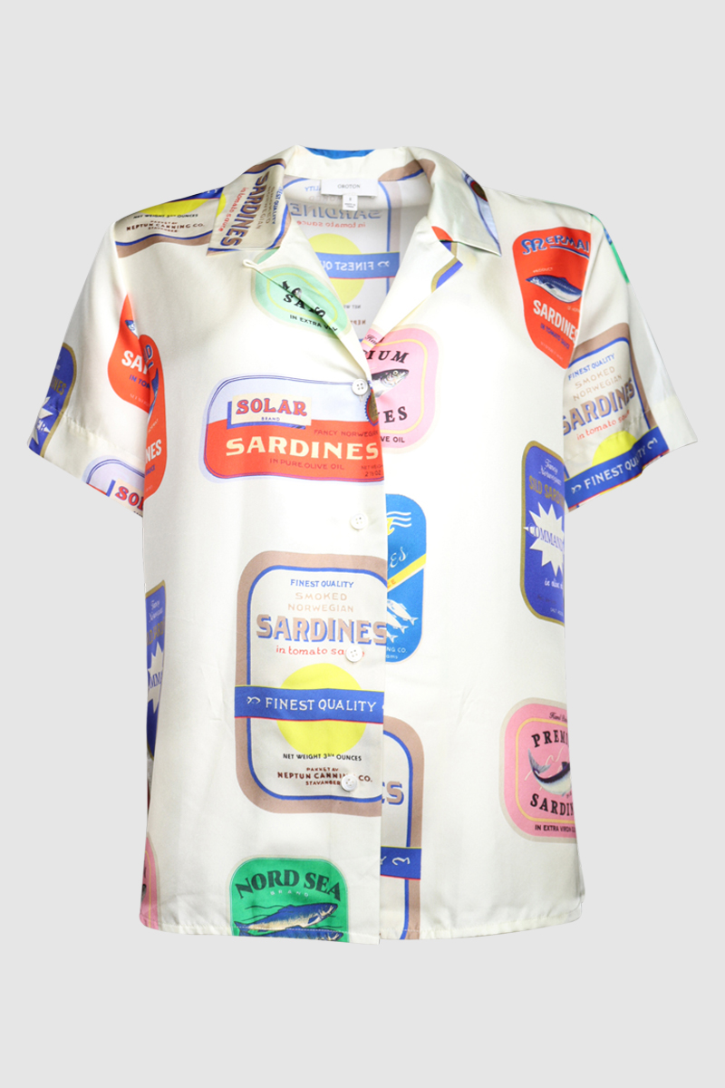 Stamp Print Camp Shirt - Silk