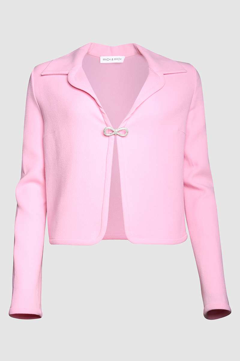 Bow-Detail V-Neck Jacket