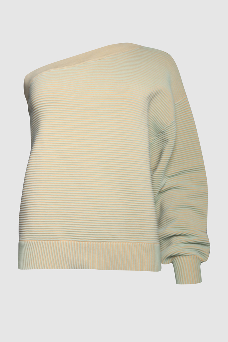 Asymmetric Textured Rib Sweater