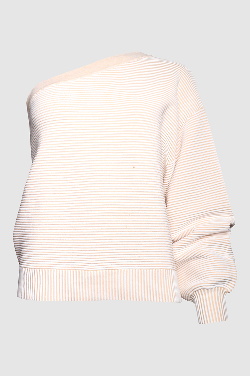 Asymmetric Textured Rib Sweater