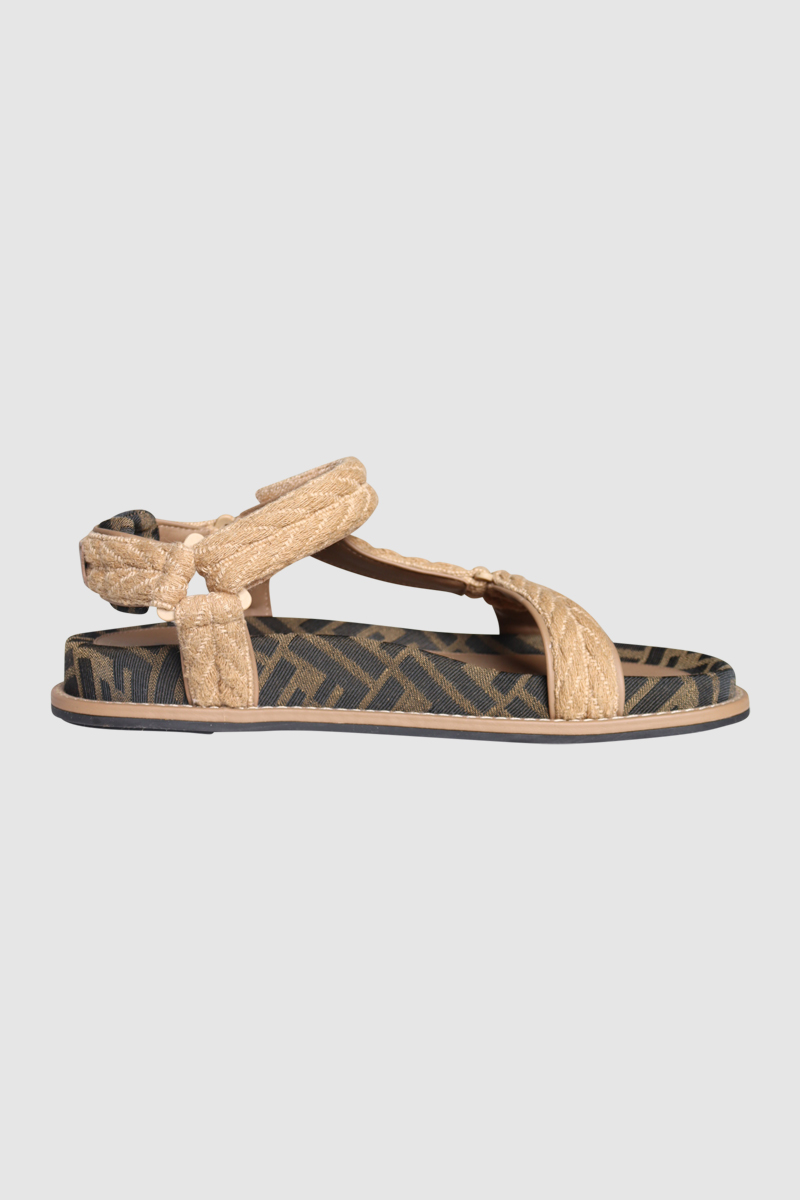 Brown Fabric Slides