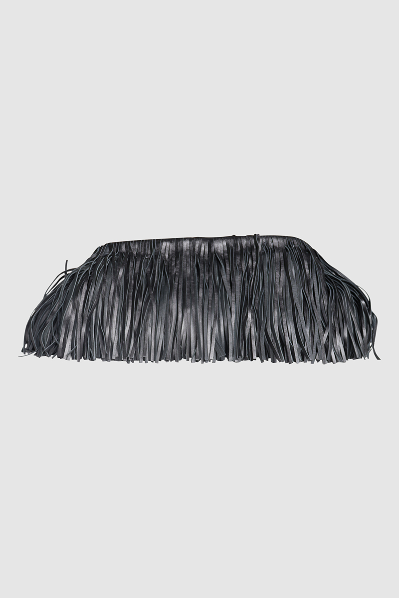 Tasselled Framed Clutch Leather