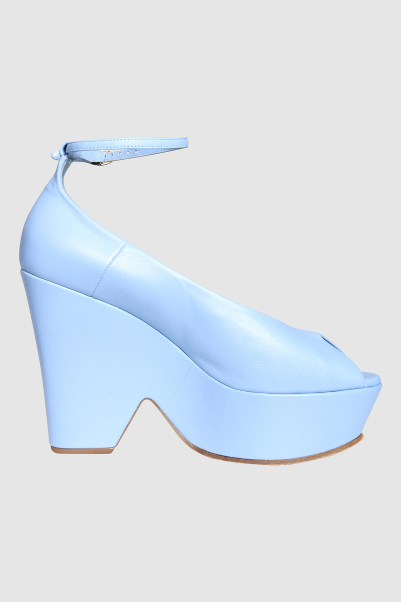 Eden Leather Peep Toe Wedge Sandals