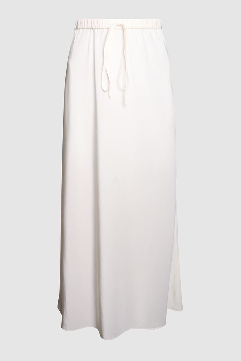 100% Silk Drawstring Midi Skirt