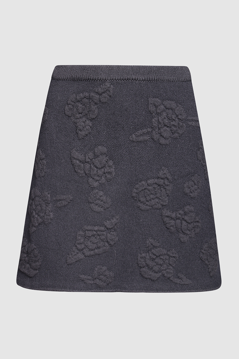 Embroidered High-Rise Wool-Blend Miniskirt