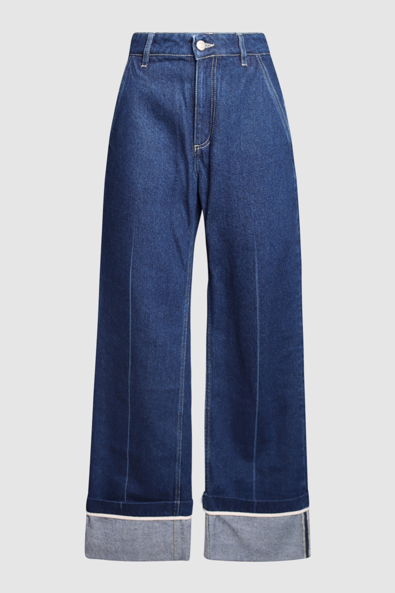 Wide Leg Cuff Jeans