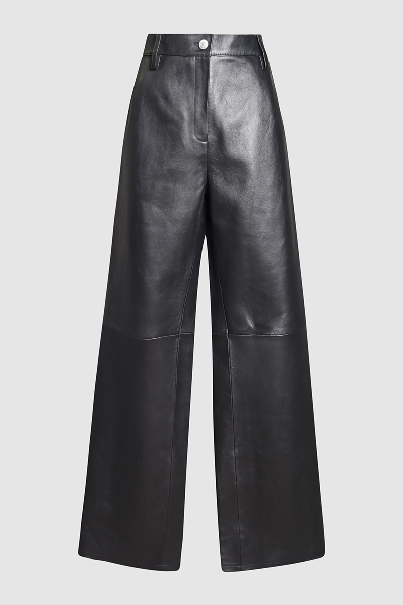 High Rise Wide Leg Leather Pants