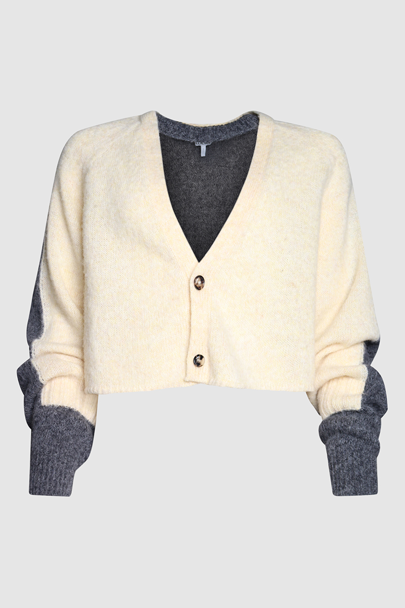 Two-Tone Cropped Knit cardigan & skirt