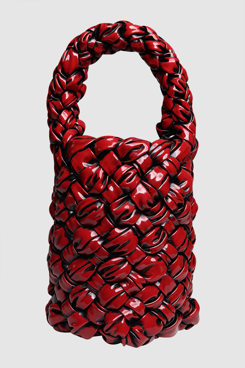 Kalimero Intrecciato Leather Bucket Bag