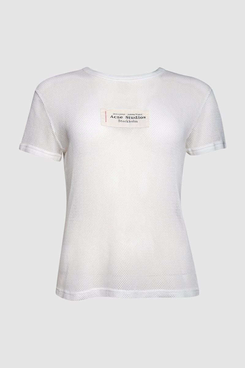 Logo-Patch Mesh Cotton T-Shirt