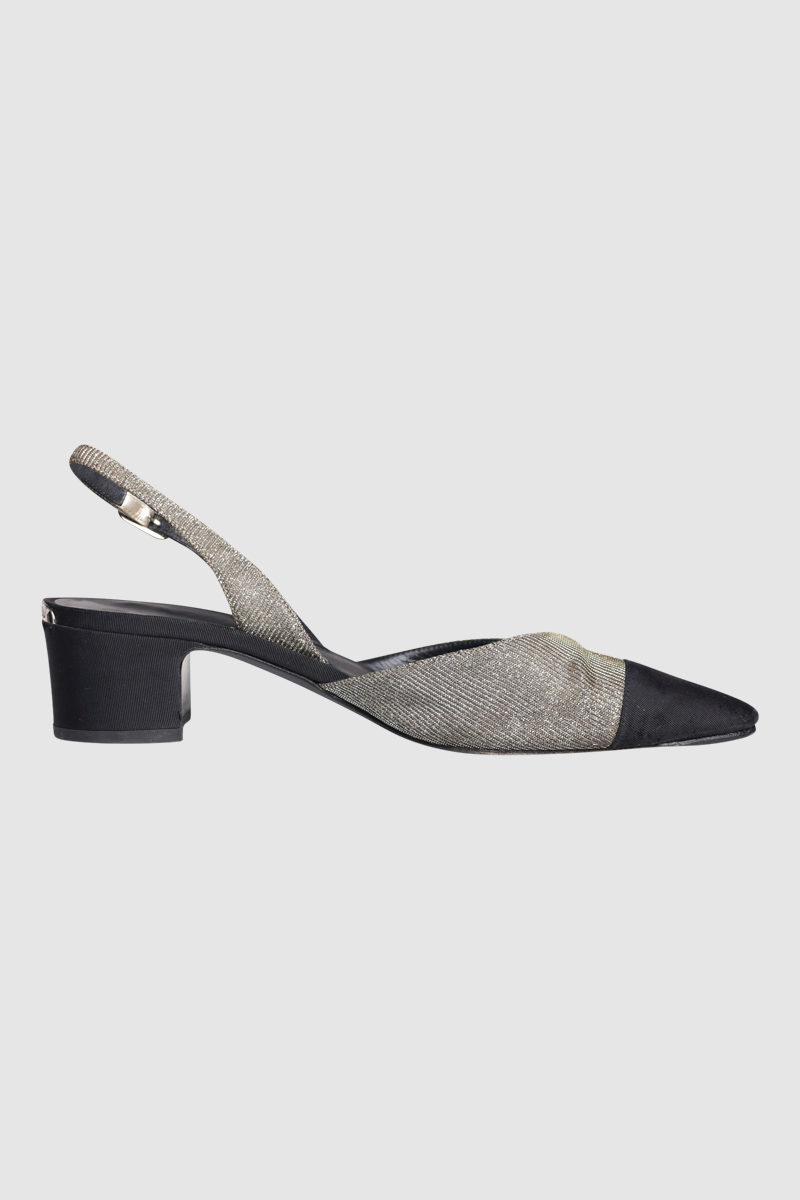 Glitter Grosgrain Cap Toe CC Slingback