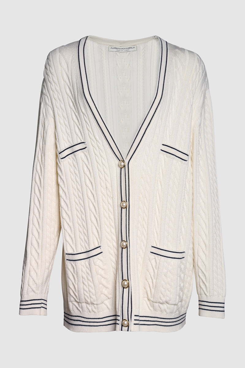 Oversized Cable Knit Cotton Cardigan