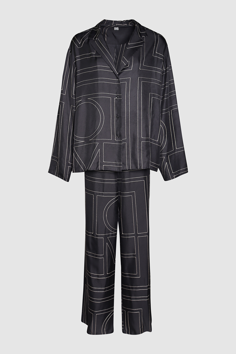 Monogram Silk PJ Top & Bottoms