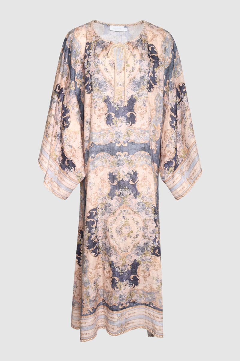 Floral Print Linen Kaftan