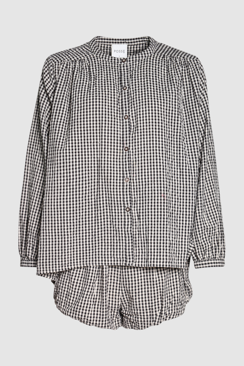 Mira Oversized Gingham Shirt in Cotton & Aurelia Short Gingham