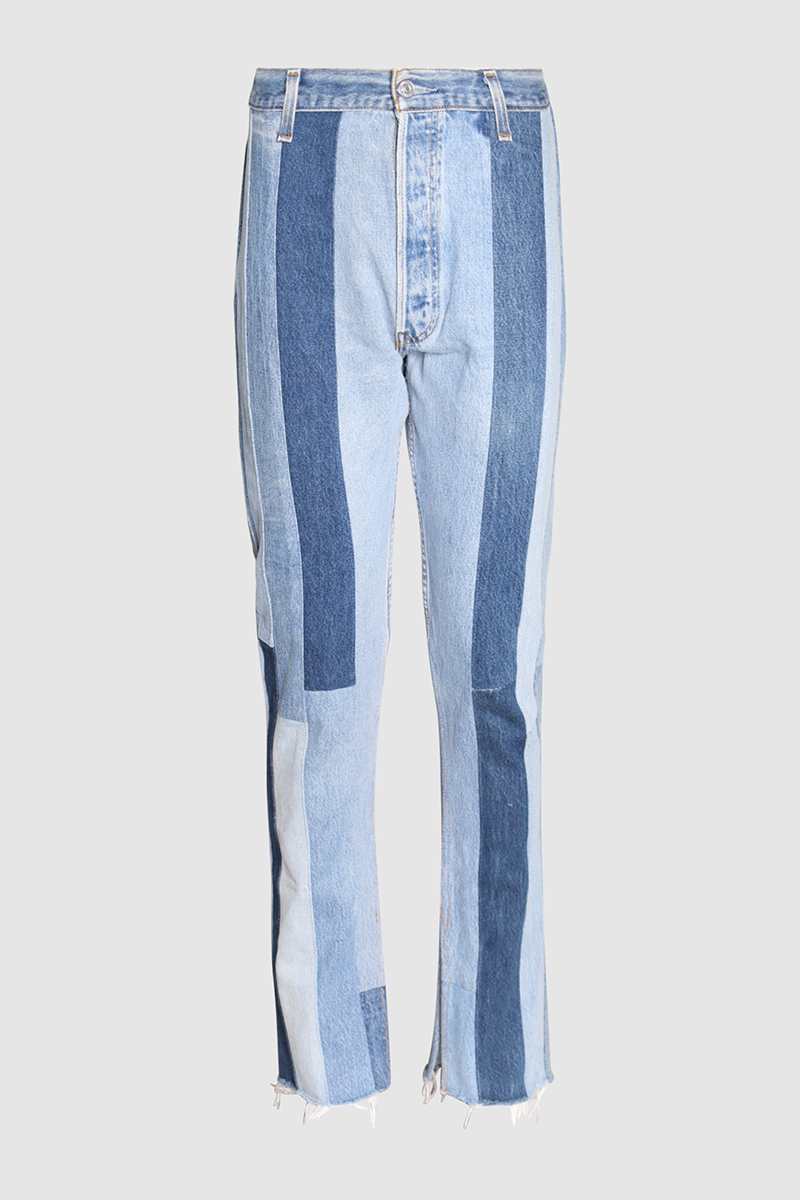 60s Slit Cut Patchwork Slim Leg Jeans