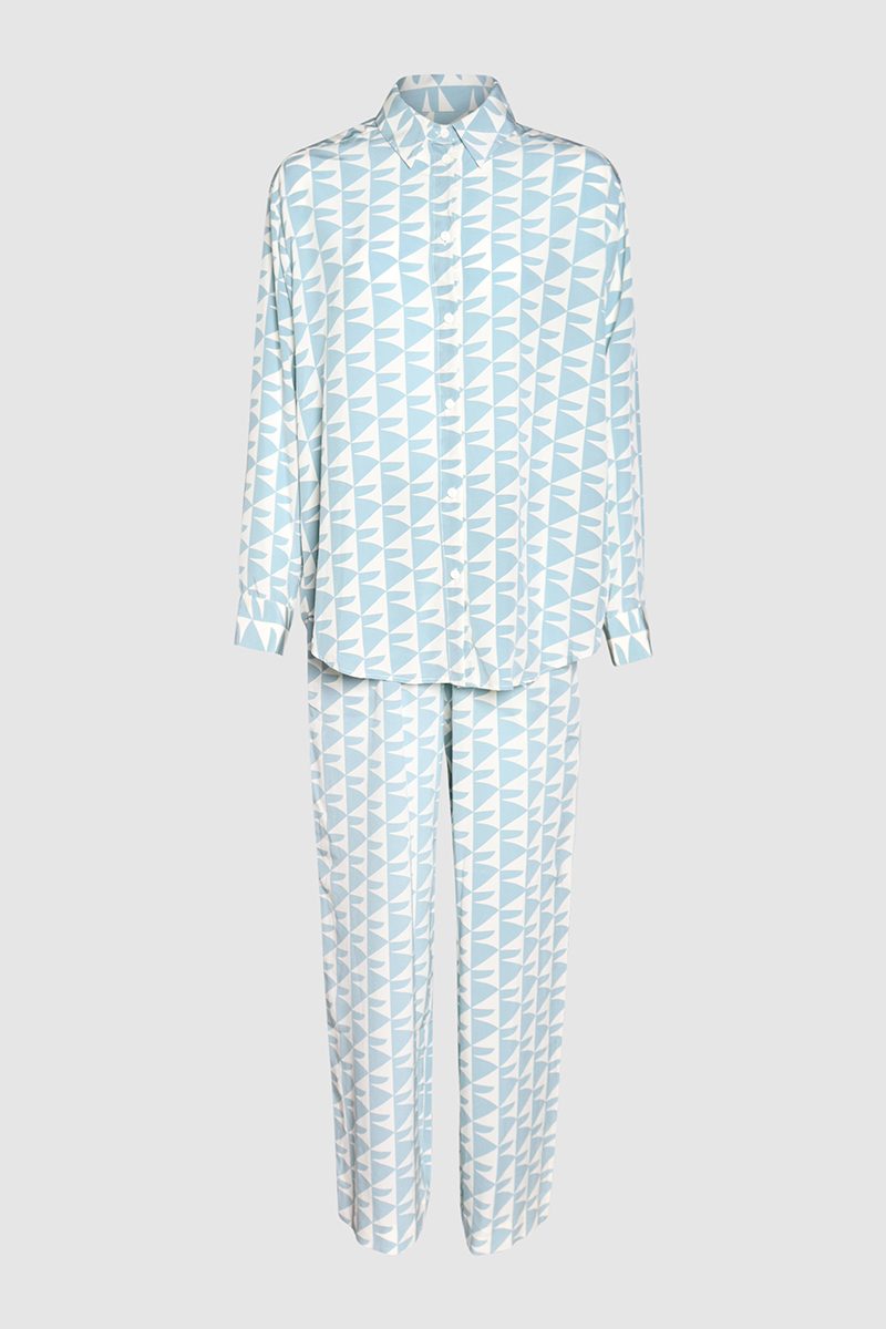 Long Sleeve Silk Shirt & Drawstring Pants